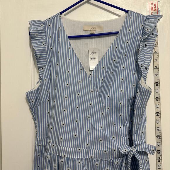 Loft wrap, dress floral stripe, nautical size large new lined - Picture 10 of 12